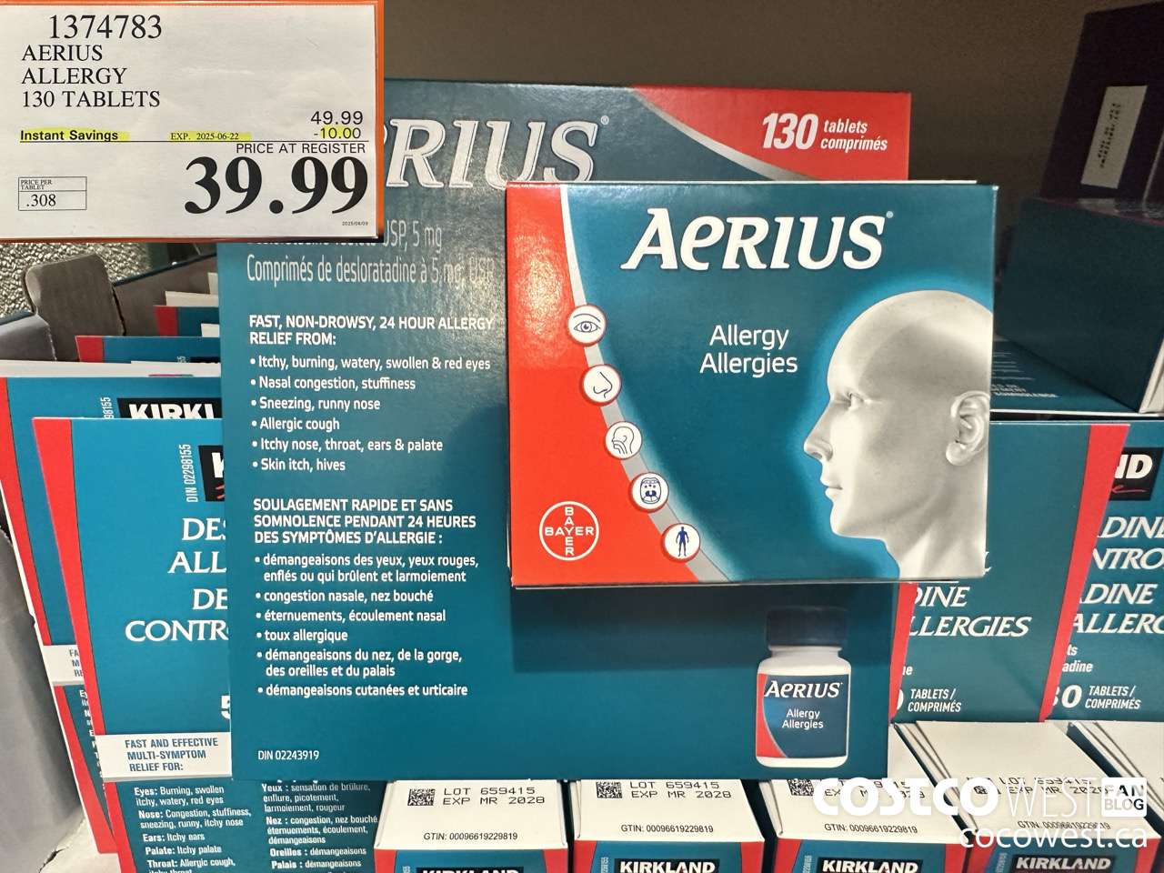 1374783 AERIUS ALLERGY 130 TABLETS ($10.00 INSTANT SAVINGS EXPIRES ON 2025-06-22) $39.99