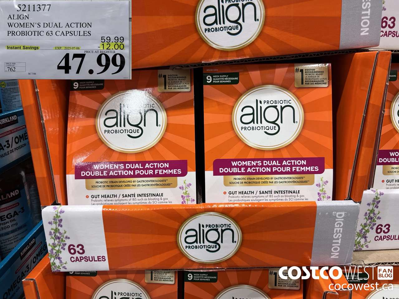 5211377 ALIGH WOMEN'S DUAL ACTION PROBIOTIC 63 CAPSULES ($12.00 INSTANT SAVINGS EXPIRES ON 2025-07-06) $47.99