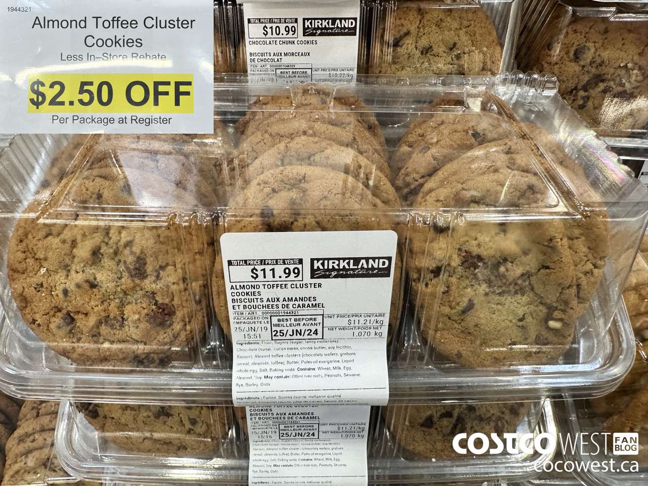1944321 ALMOND TOFFEE CLUSTER COOKIES ($2.50 INSTANT SAVINGS)