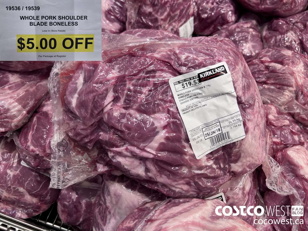 19536 (ALSO 19539) WHOLE PORK SHOULDER BLADE BONELESS ($5.00 INSTANT SAVINGS)