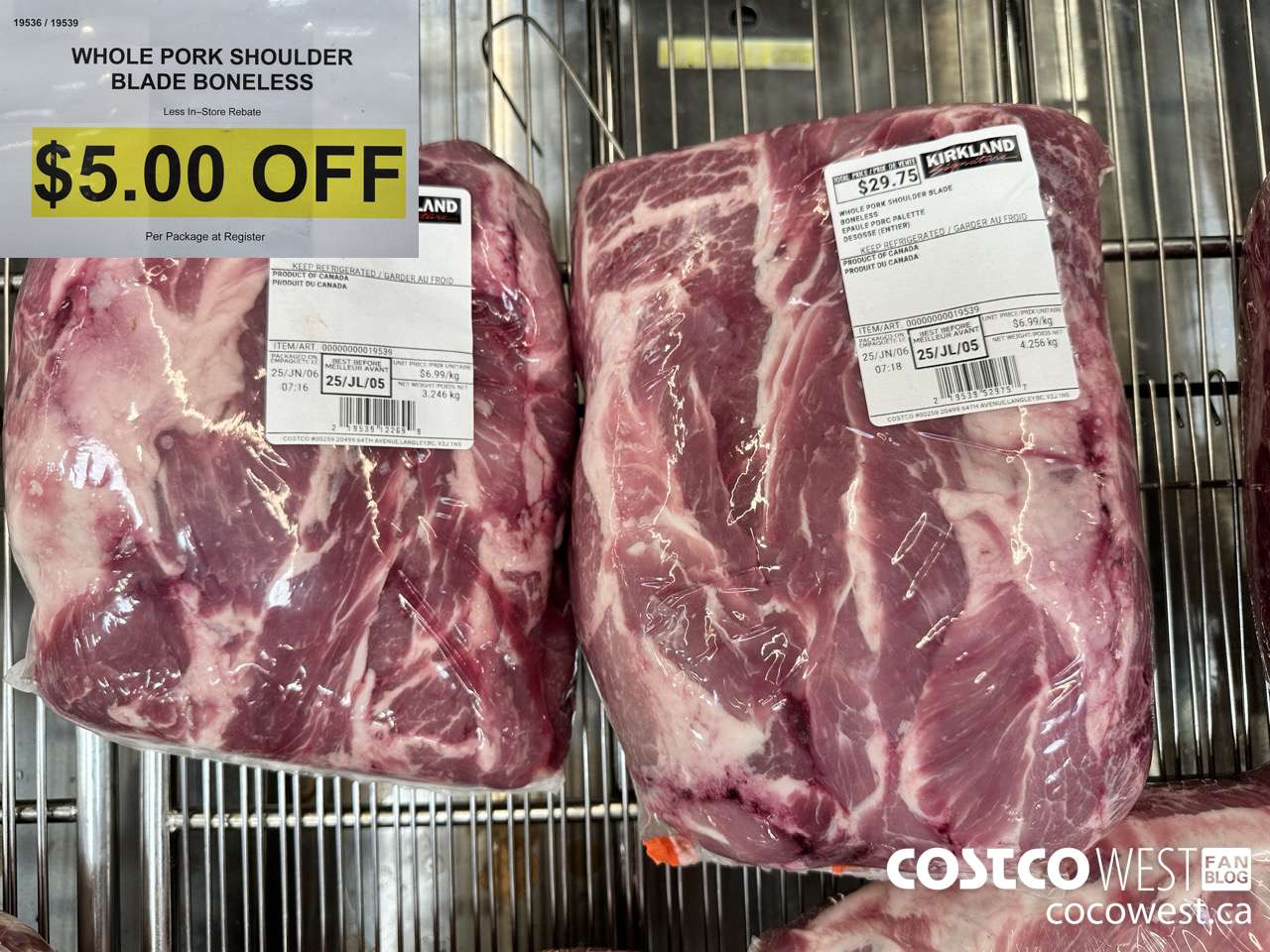 19536 (ALSO 19539) WHOLE PORK SHOULDER BLADE BONELESS ($5.00 INSTANT SAVINGS)