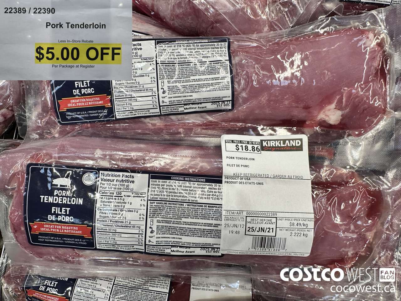 22389 (ALSO 22390) PORK TENDERLOIN ($5.00 INSTANT SAVINGS)