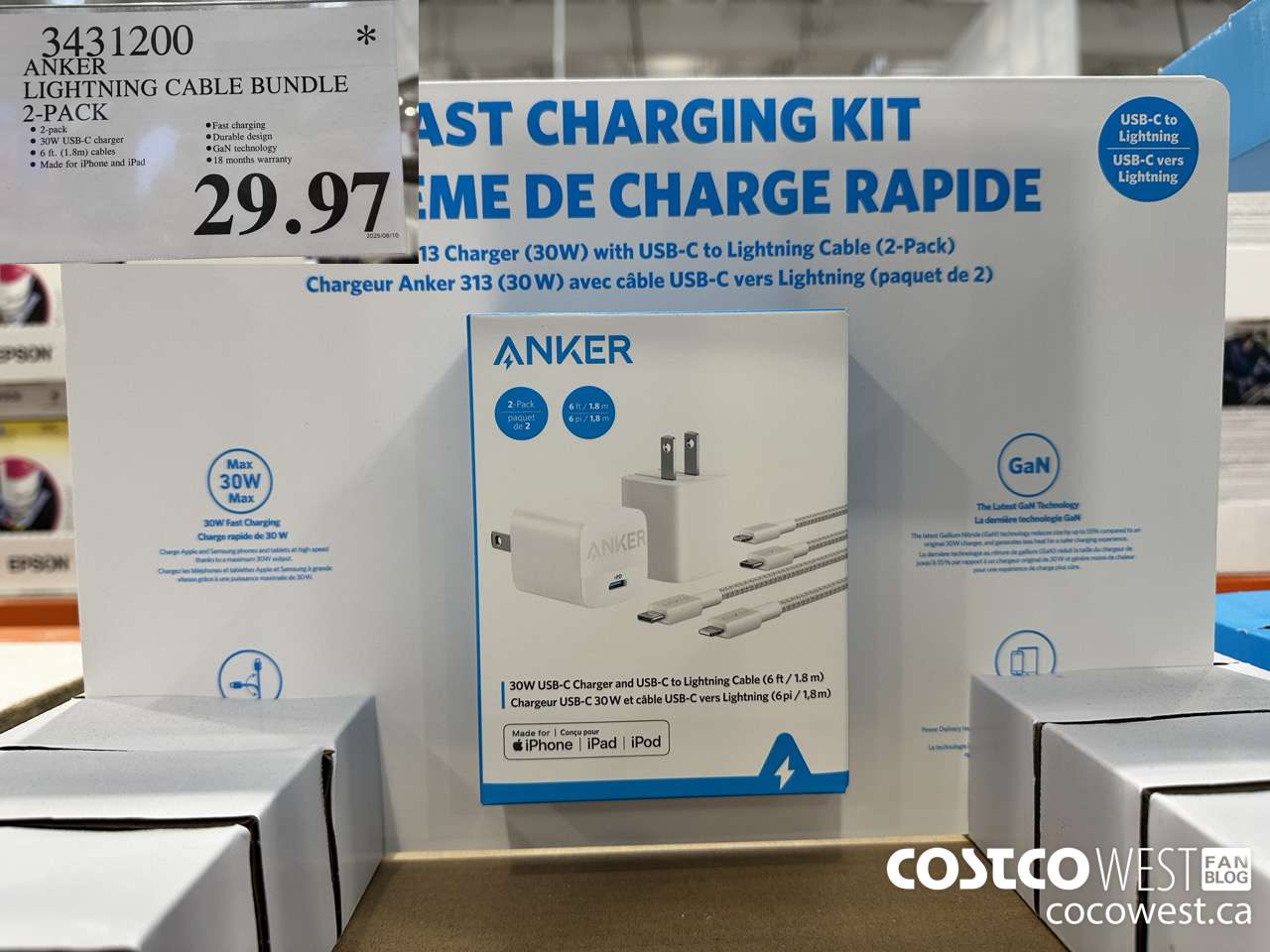 3431200 ANKER LIGHTNING CABLE BUNDLE 2-PACK $29.97