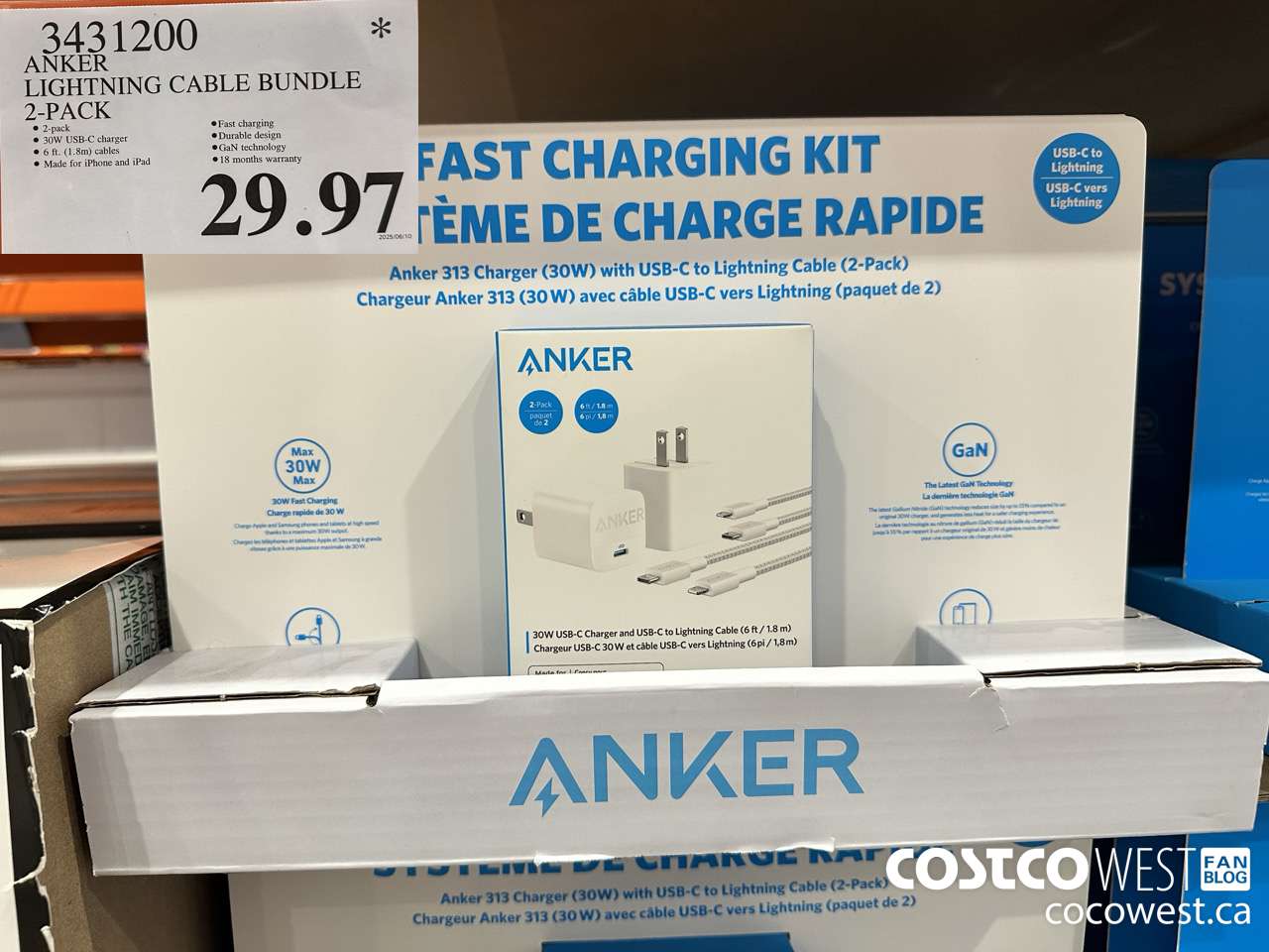 3431200 ANKER LIGHTNING CABLE BUNDLE 2-PACK $29.97