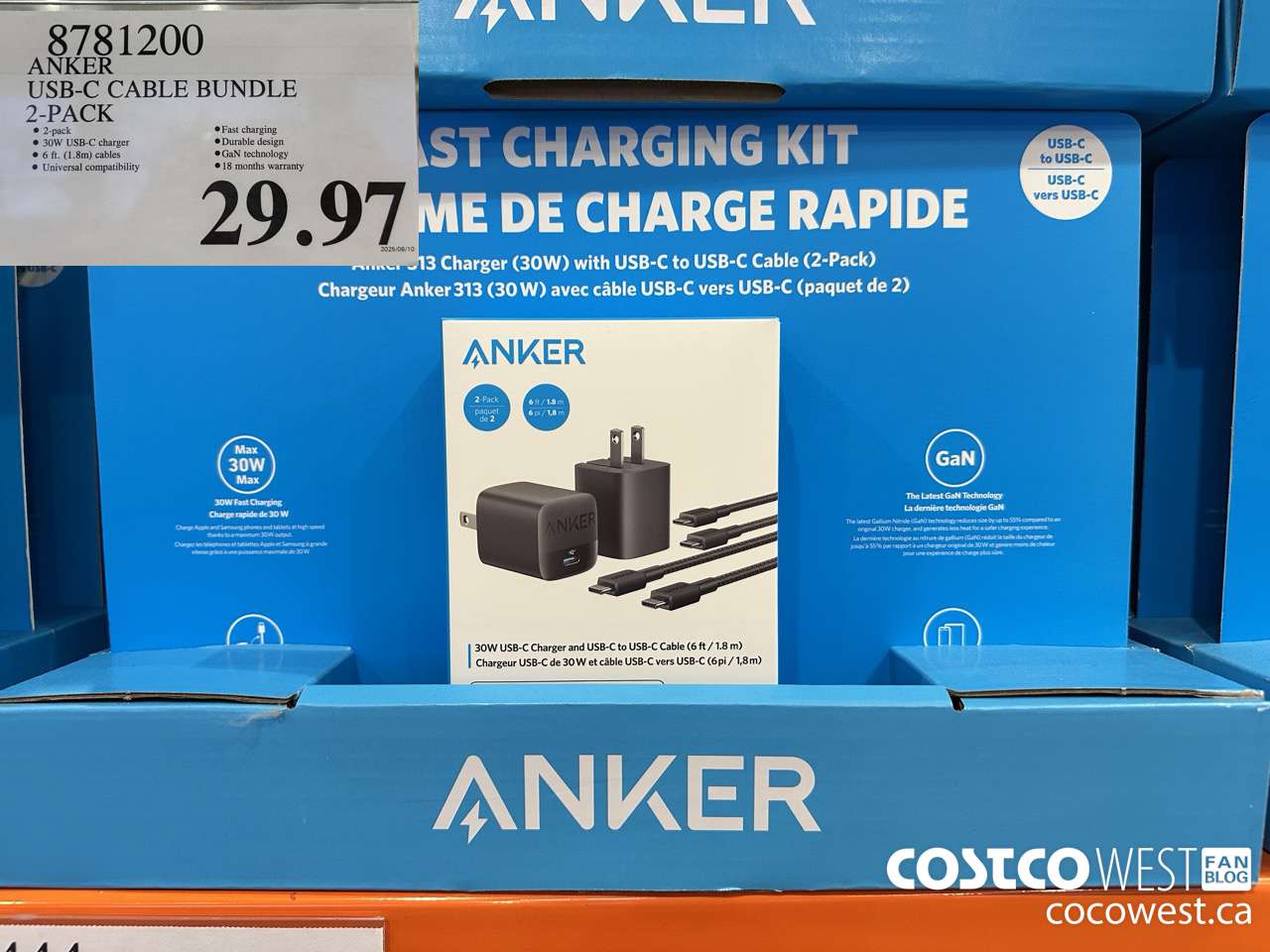 8781200 ANKER USB-C CABLE BUNDLE 2-PACK $29.97