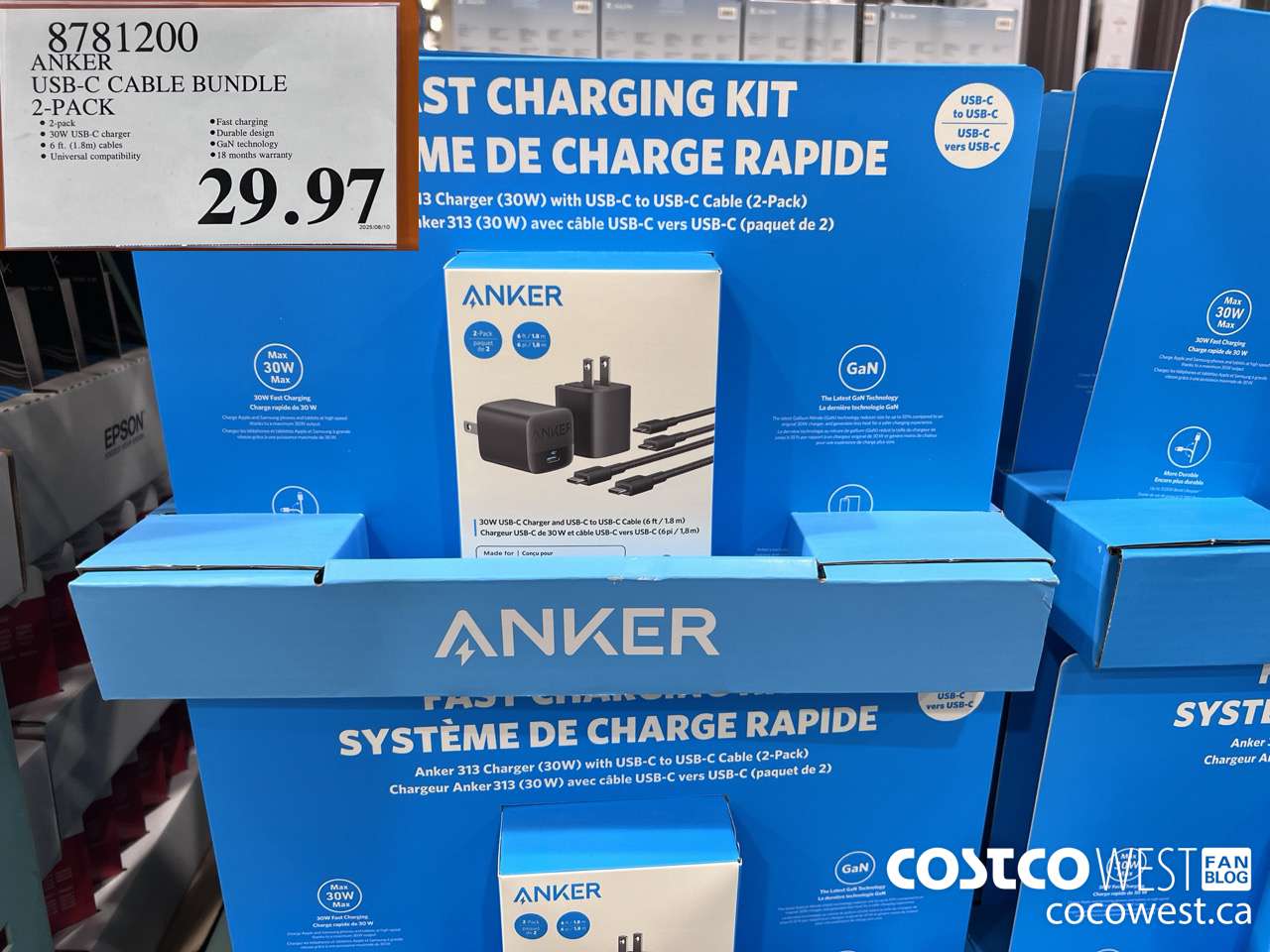 8781200 ANKER USB-C CABLE BUNDLE 2-PACK $29.97