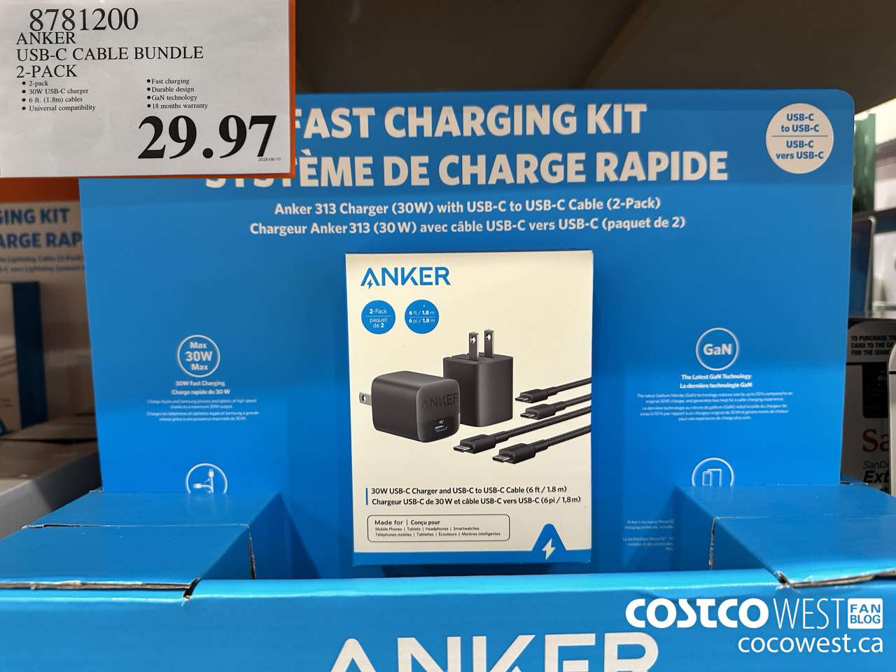 8781200 ANKER USB-C CABLE BUNDLE 2-PACK $29.97