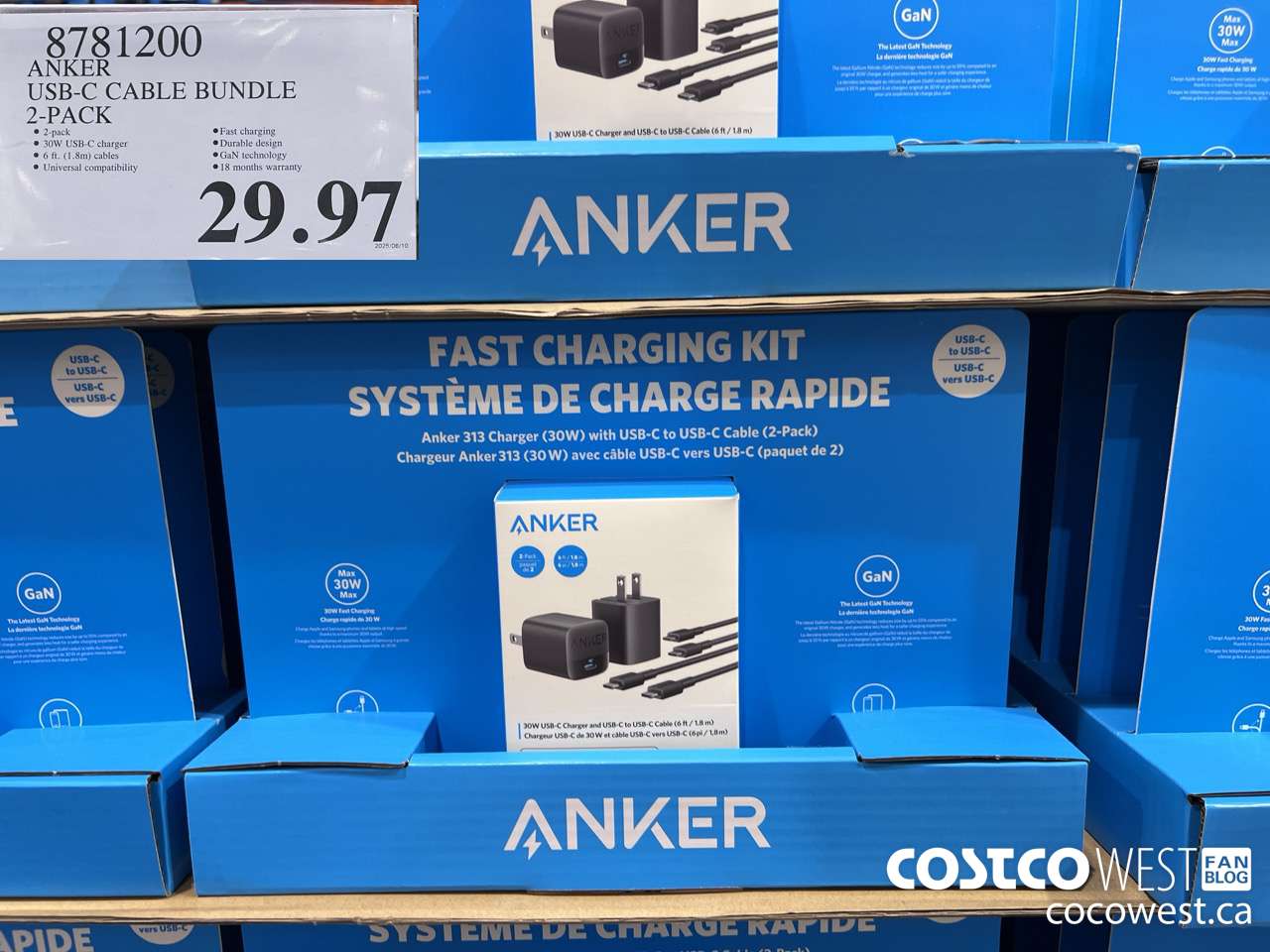 8781200 ANKER USB-C CABLE BUNDLE 2-PACK $29.97