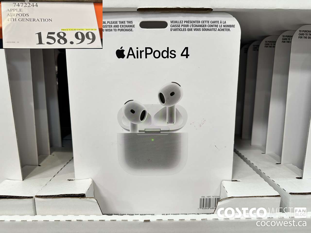 7472244 APPLE AIRPODS 4TH GENERATION (EXPIRES ON 2025-06-24) $158.99