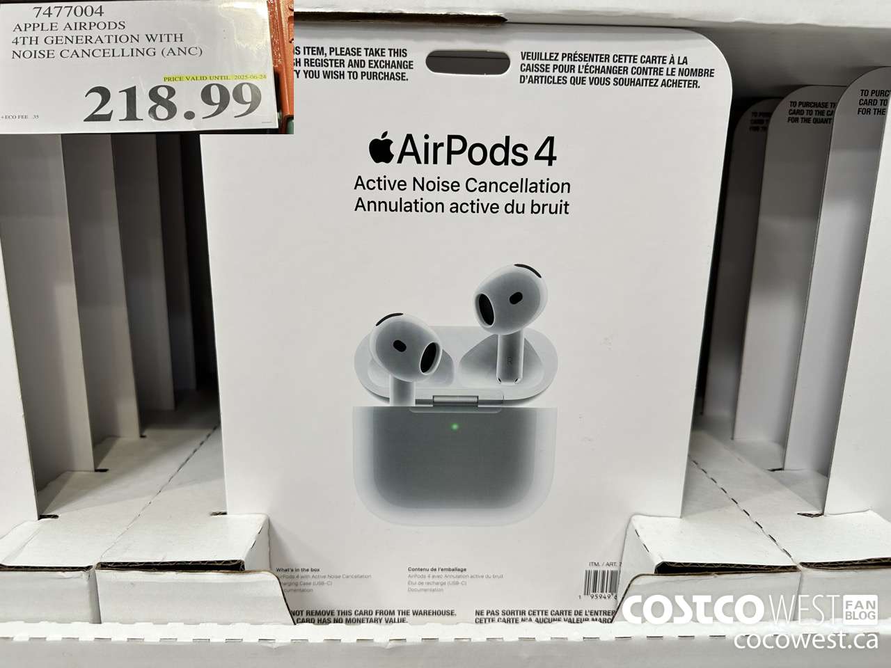 7477004 APPLE AIRPODS 4TH GENERATION WITH NOISE CANCELING (ANC) (EXPIRES ON 2025-06-24) $218.99