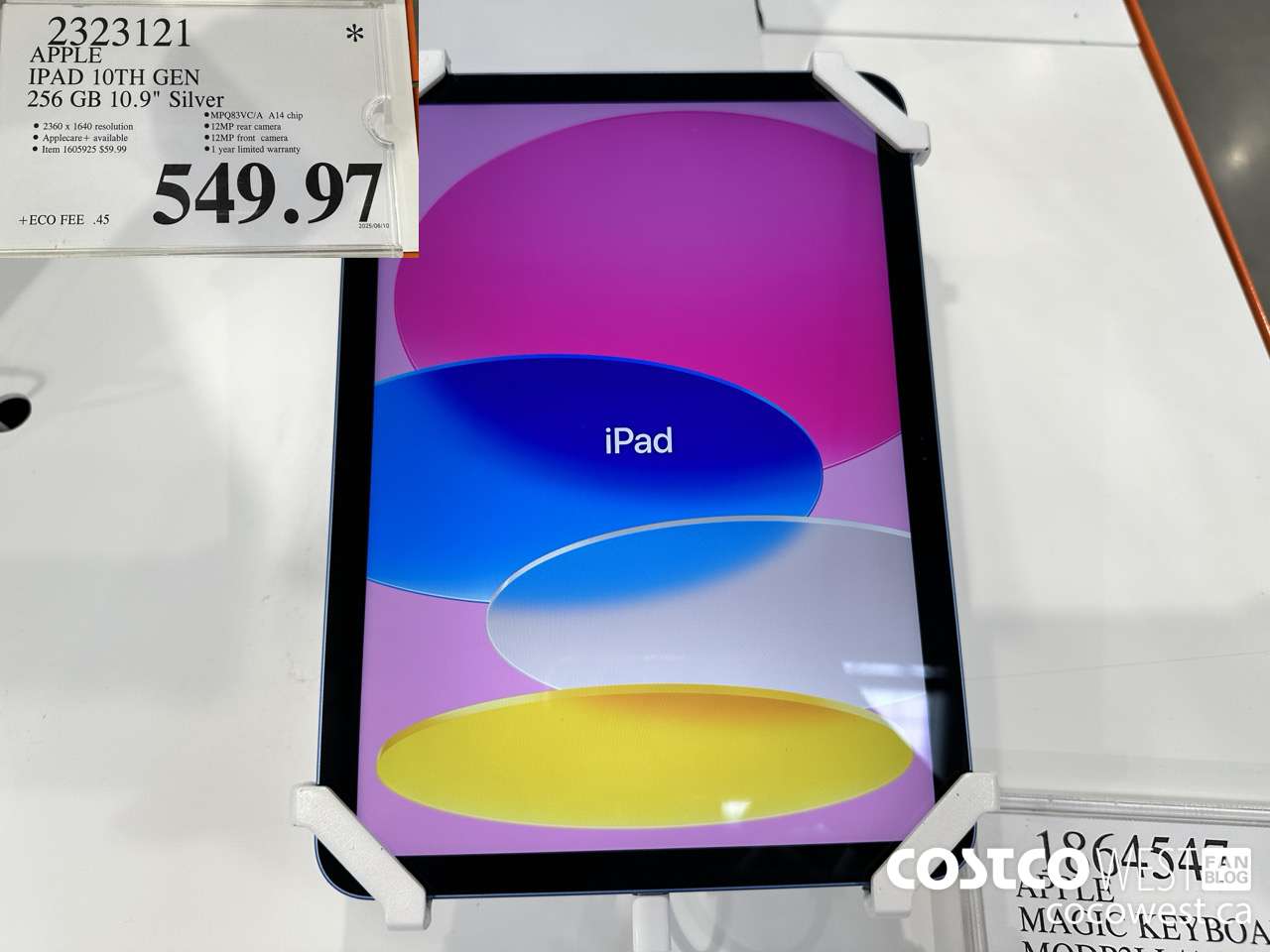 2323121 APPLE IPAD 10TH GEN 256GB SILVER MPQ83VC/A $549.97