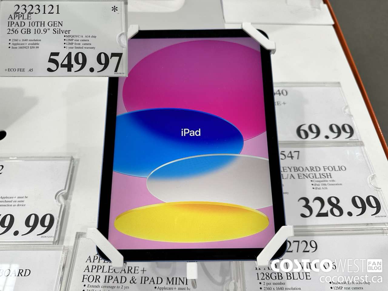 2323121 APPLE IPAD 10TH GEN 256GB SILVER MPQ83VC/A $549.97