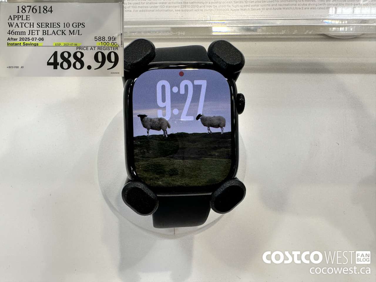 1876184 APPLE WATCH SERIES 10 GPS 46MM JET BLACK M/L ($100.00 INSTANT SAVINGS EXPIRES ON 2025-07-06) $488.99
