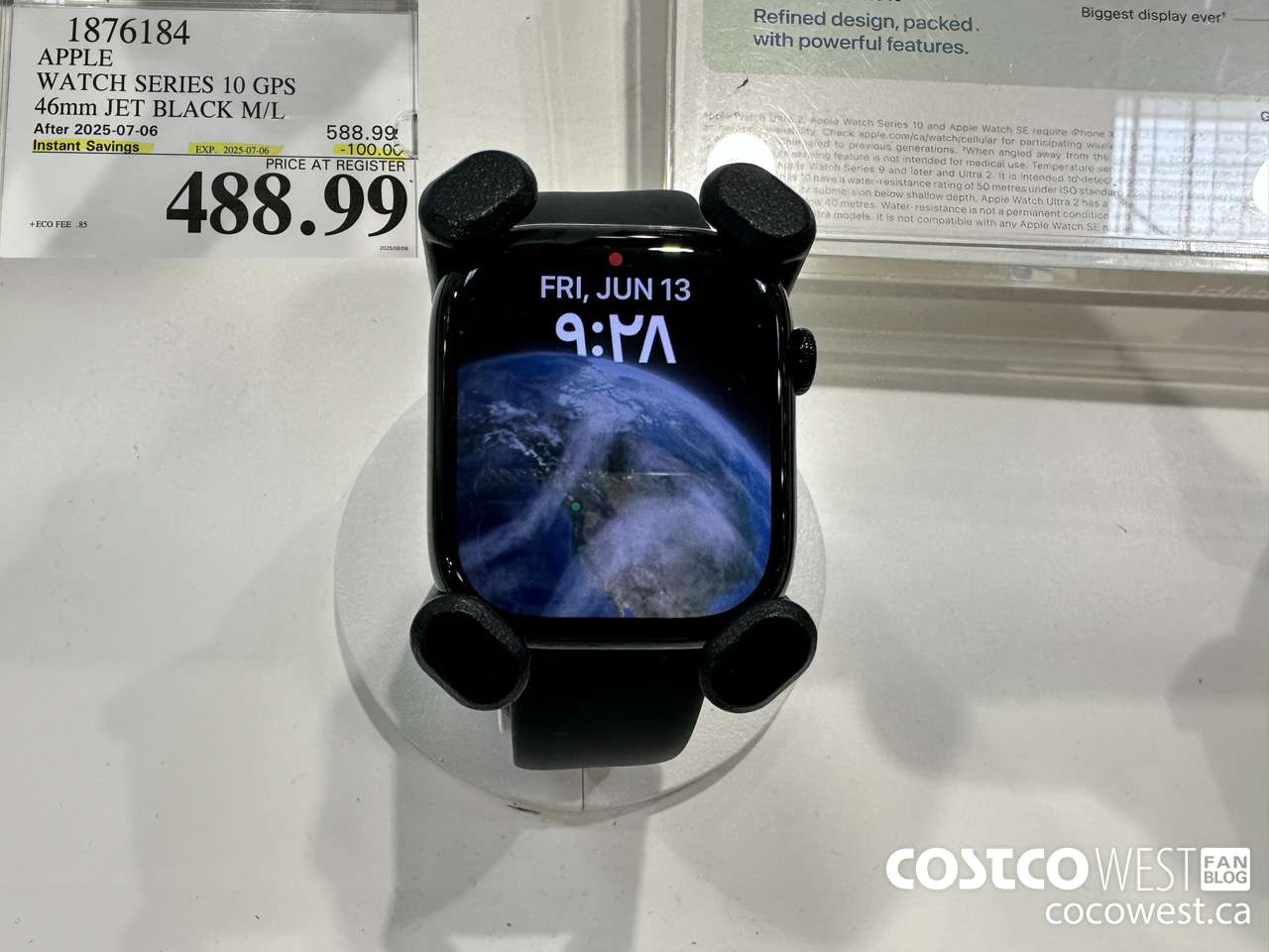 1876184 APPLE WATCH SERIES 10 GPS 46MM JET BLACK M/L ($100.00 INSTANT SAVINGS EXPIRES ON 2025-07-06) $488.99