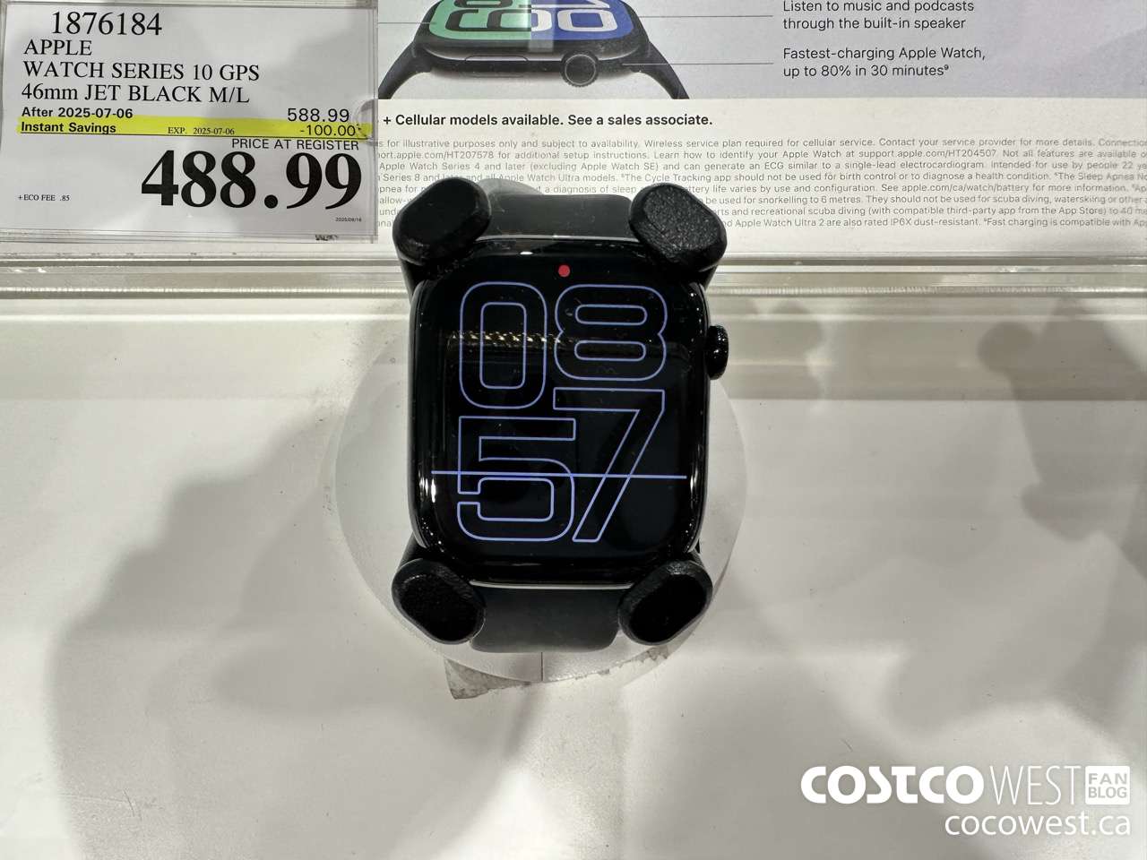 1876184 APPLE WATCH SERIES 10 GPS 46MM JET BLACK M/L ($100.00 INSTANT SAVINGS EXPIRES ON 2025-07-06) $488.99