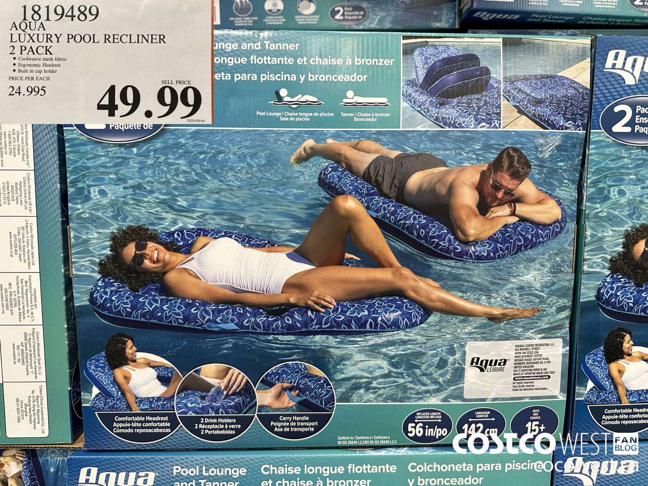 1819489 AQUA LUXURY POOL RECLINER 2 PACK $49.99