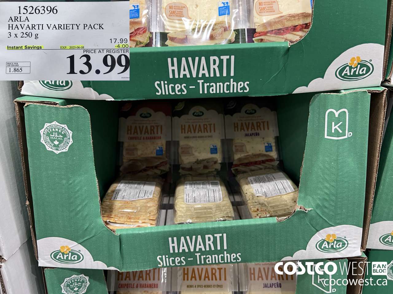 1526396 ARLA HAVARTI VARIETY PACK 3 X 250 G ($4.00 INSTANT SAVINGS EXPIRES ON 2025-06-08) $13.99