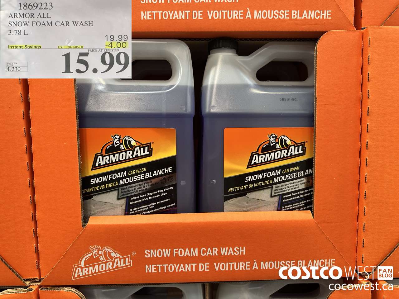 1869223 ARMOR ALL SNOW FOAM CAR WASH 3.78L ($4.00 INSTANT SAVINGS EXPIRES ON 2025-06-08) $15.99