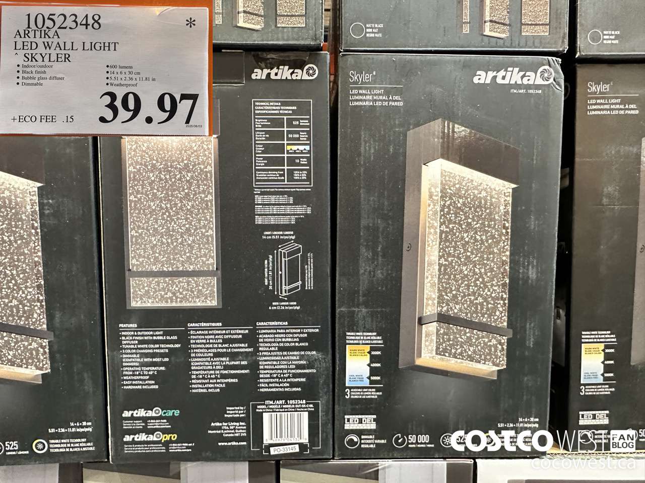 1052348 ARTIKA LED WALL LIGHT SKYLER $39.97