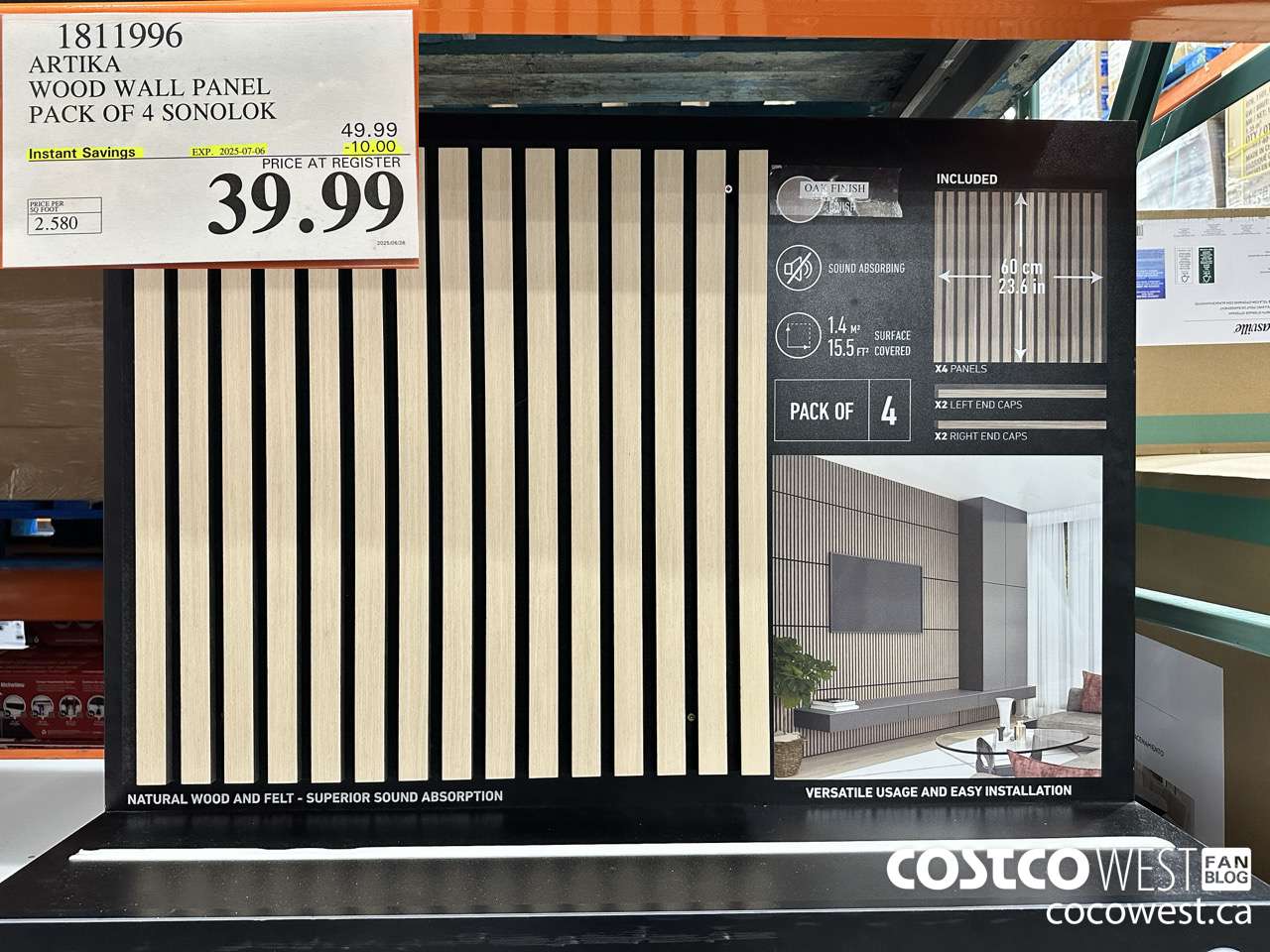 1811996 ARTIKA WOOD WALL PANEL PACK OF 4 SONOLOK ($10.00 INSTANT SAVINGS EXPIRES ON 2025-07-06) $39.99