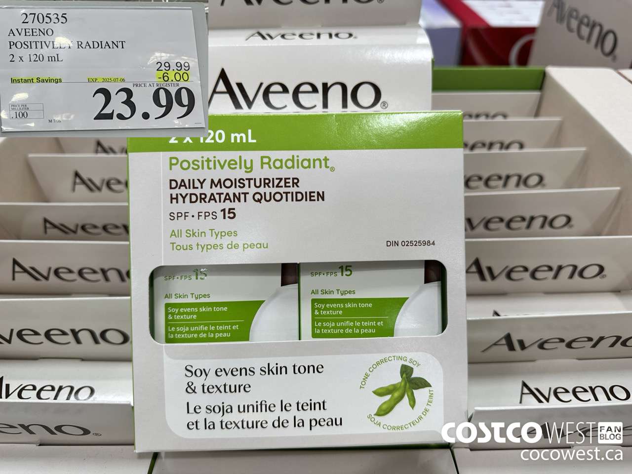 270535 AVEENO POSITIVELY RADIANT 2 X 120 ML ($6.00 INSTANT SAVINGS EXPIRES ON 2025-07-06) $23.99