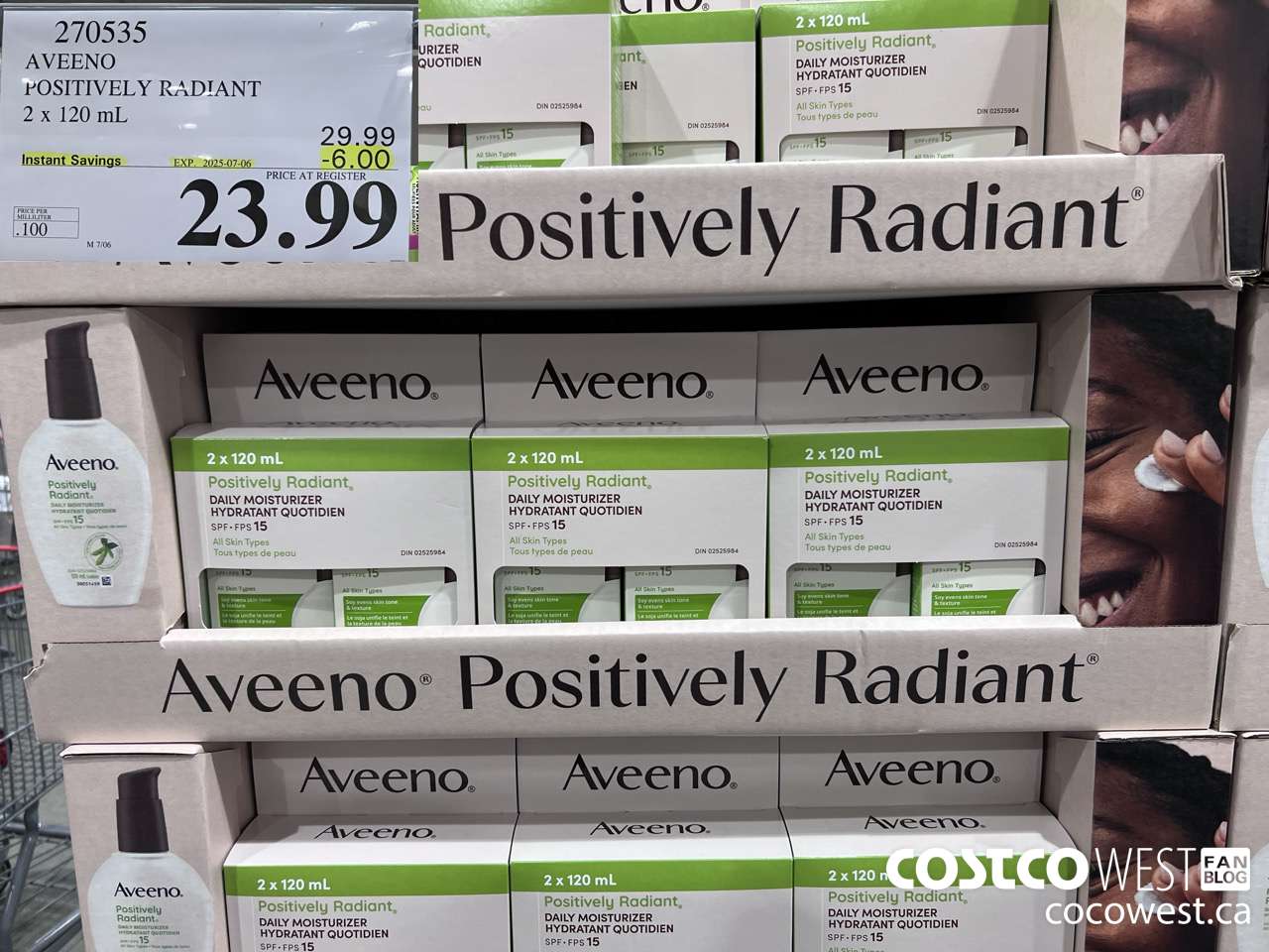 270535 AVEENO POSITIVELY RADIANT 2 X 120 ML ($6.00 INSTANT SAVINGS EXPIRES ON 2025-07-06) $23.99