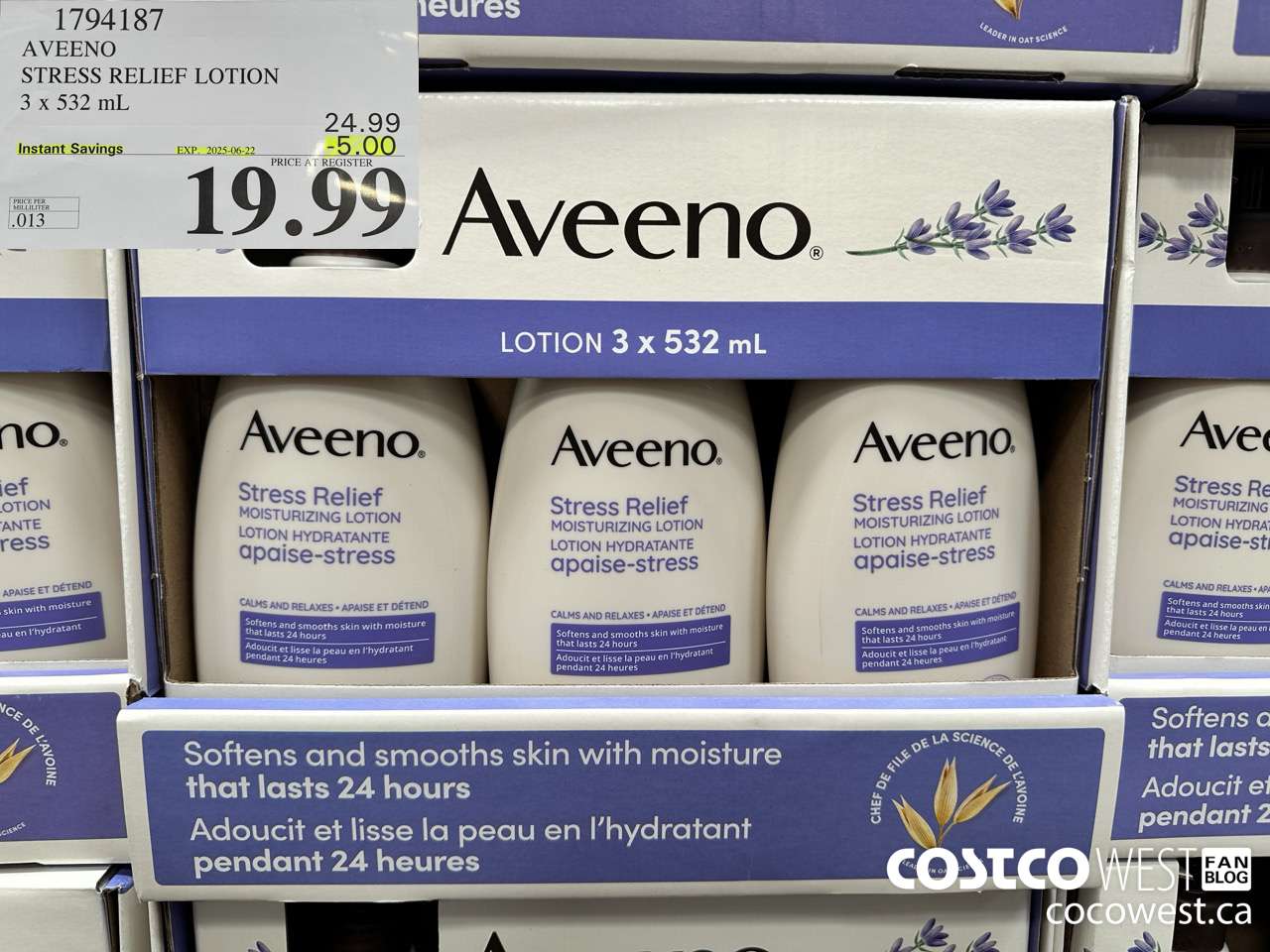 1794187 AVEENO STRESS RELIEF LOTION 3 X 532 ML ($5.00 INSTANT SAVINGS EXPIRES ON 2025-06-22) $19.99