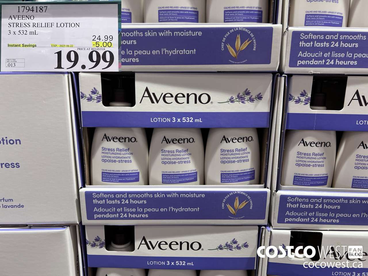 1794187 AVEENO STRESS RELIEF LOTION 3 X 532 ML ($5.00 INSTANT SAVINGS EXPIRES ON 2025-06-22) $19.99