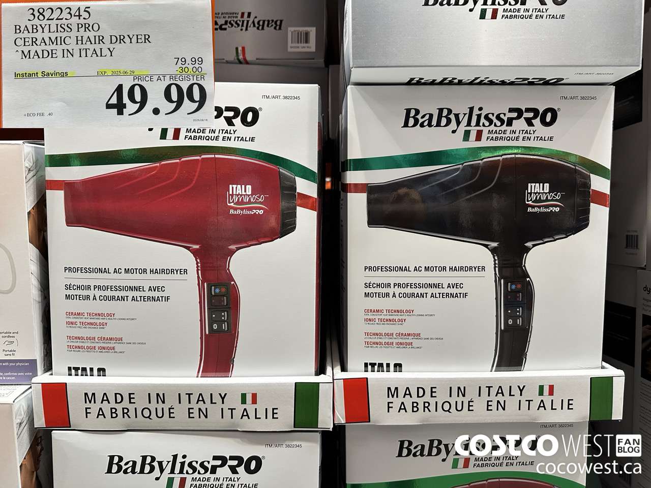 3822345 BABYLISS PRO CERAMIC HAIR DRYER MADE IN ITALY ($30.00 INSTANT SAVINGS EXPIRES ON 2025-06-29) $49.99