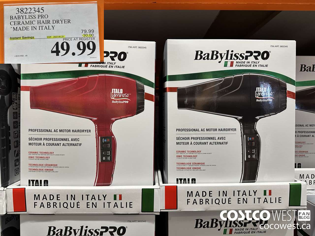3822345 BABYLISS PRO CERAMIC HAIR DRYER MADE IN ITALY ($30.00 INSTANT SAVINGS EXPIRES ON 2025-06-29) $49.99