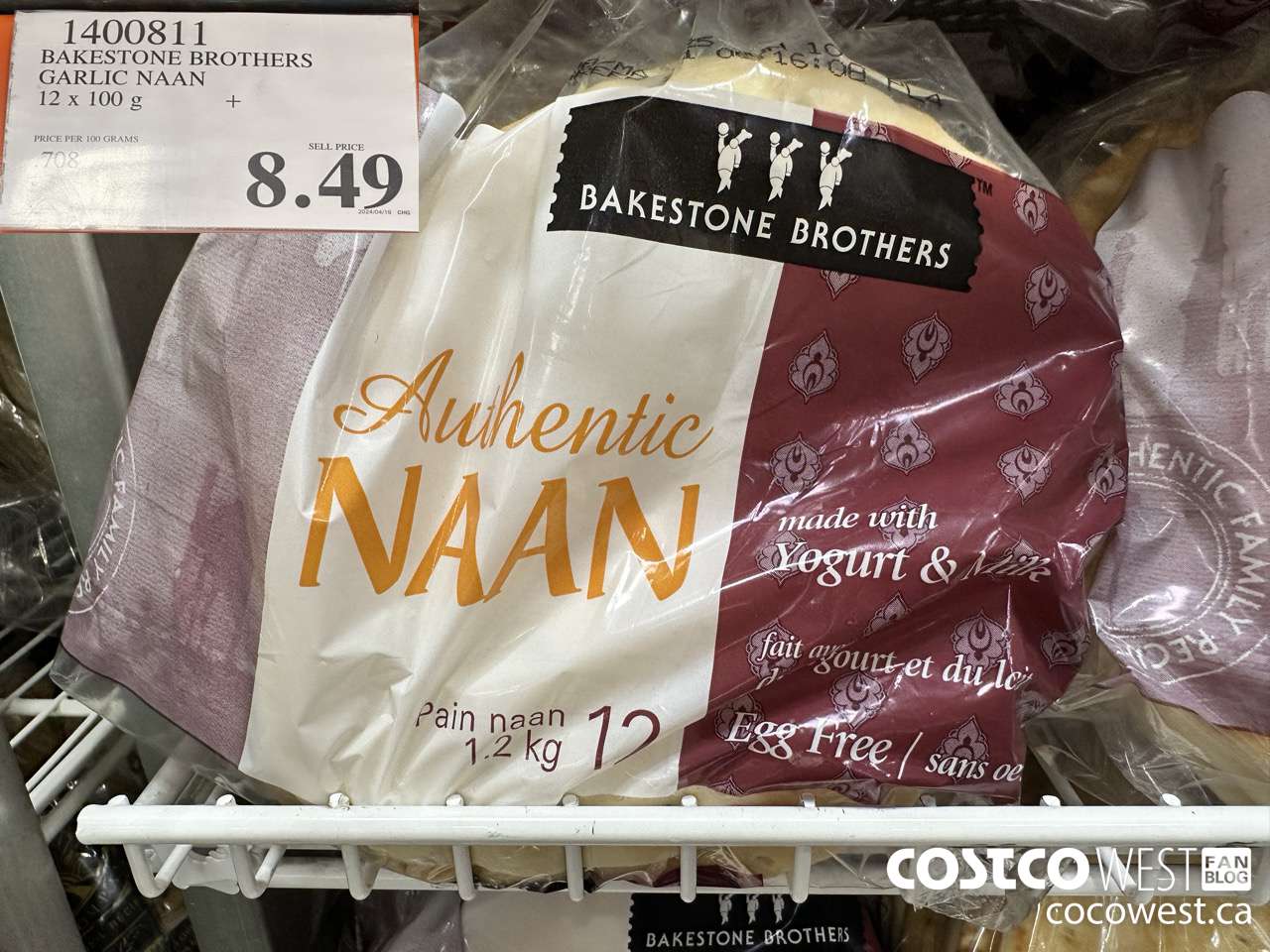 1400811 BAKESTONE BROTHERS GARLIC NAAN 12 X 100 G $8.49