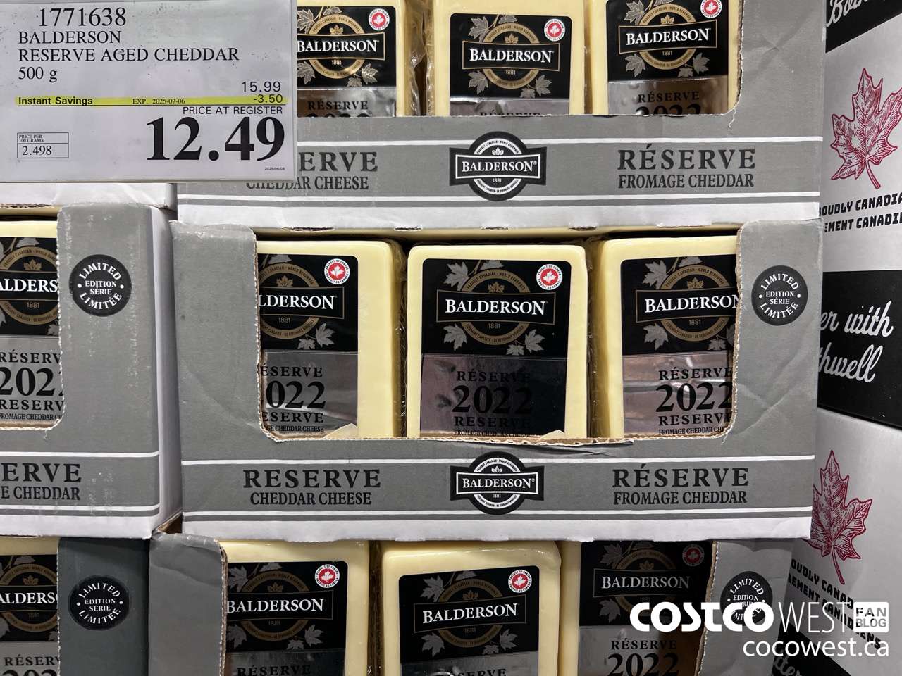1771638 BALDERSON RESERVE AGED CHEDDAR 500 G ($3.50 INSTANT SAVINGS EXPIRES ON 2025-07-06) $12.49