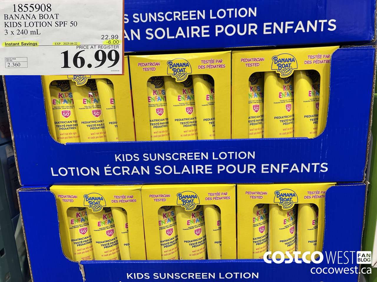 1855908 BANANA BOAT KIDS LOTION SPF 50 3 X 240ML ($6.00 INSTANT SAVINGS EXPIRES ON 2025-06-22) $16.99