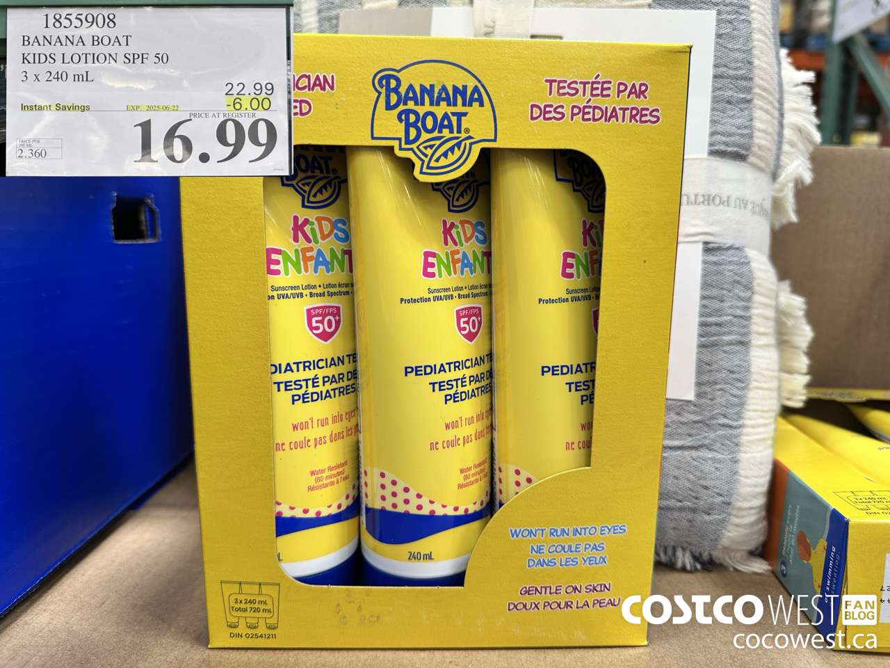1855908 BANANA BOAT KIDS LOTION SPF 50 3 X 240ML ($6.00 INSTANT SAVINGS EXPIRES ON 2025-06-22) $16.99