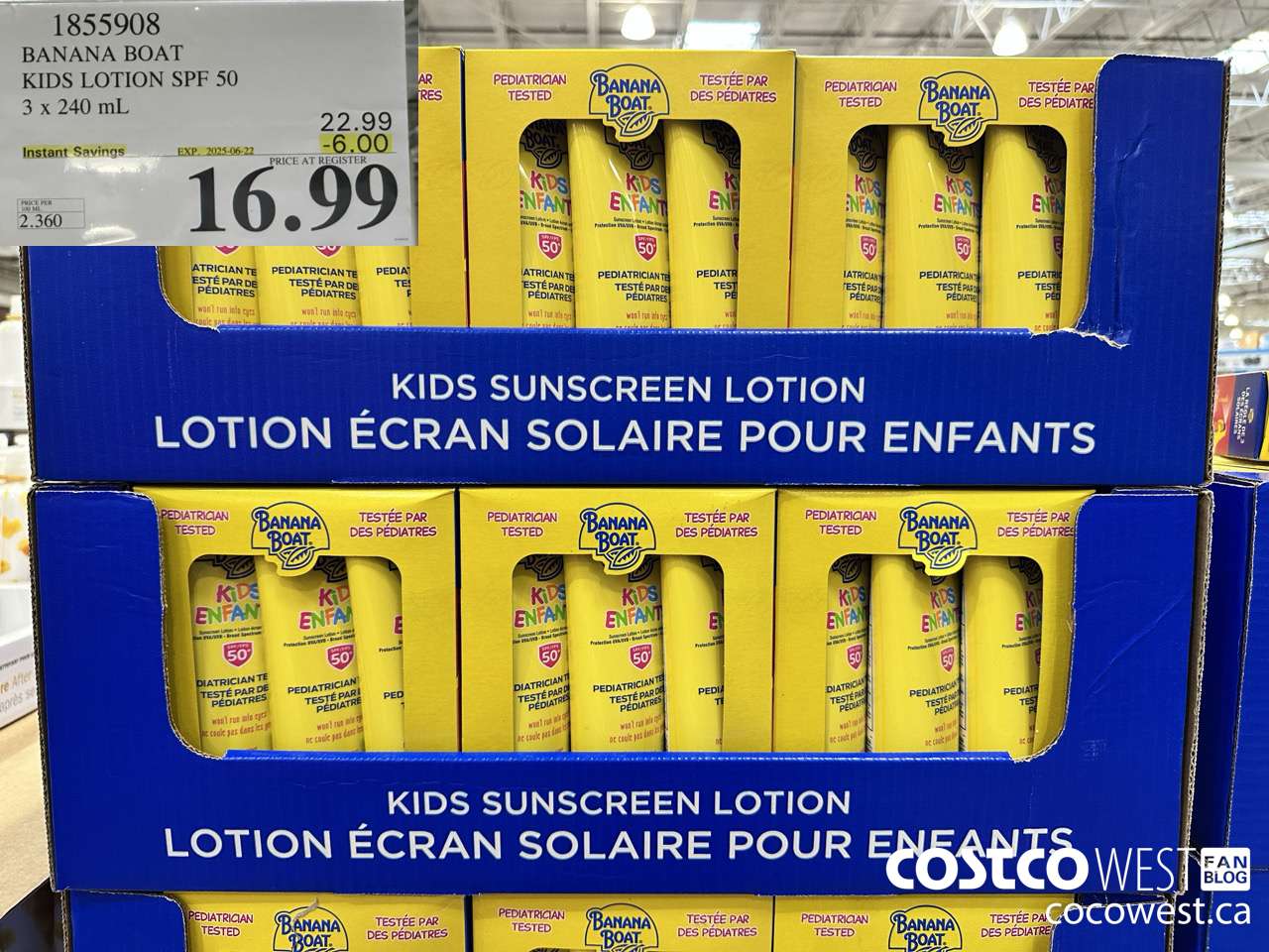 1855908 BANANA BOAT KIDS LOTION SPF 50 3 X 240ML ($6.00 INSTANT SAVINGS EXPIRES ON 2025-06-22) $16.99