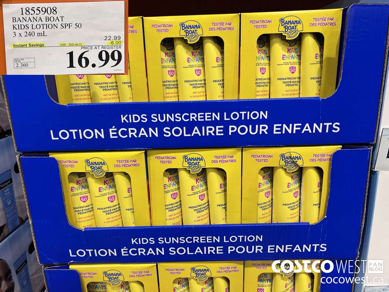 1855908 BANANA BOAT KIDS LOTION SPF 50 3 X 240ML ($6.00 INSTANT SAVINGS EXPIRES ON 2025-06-22) $16.99