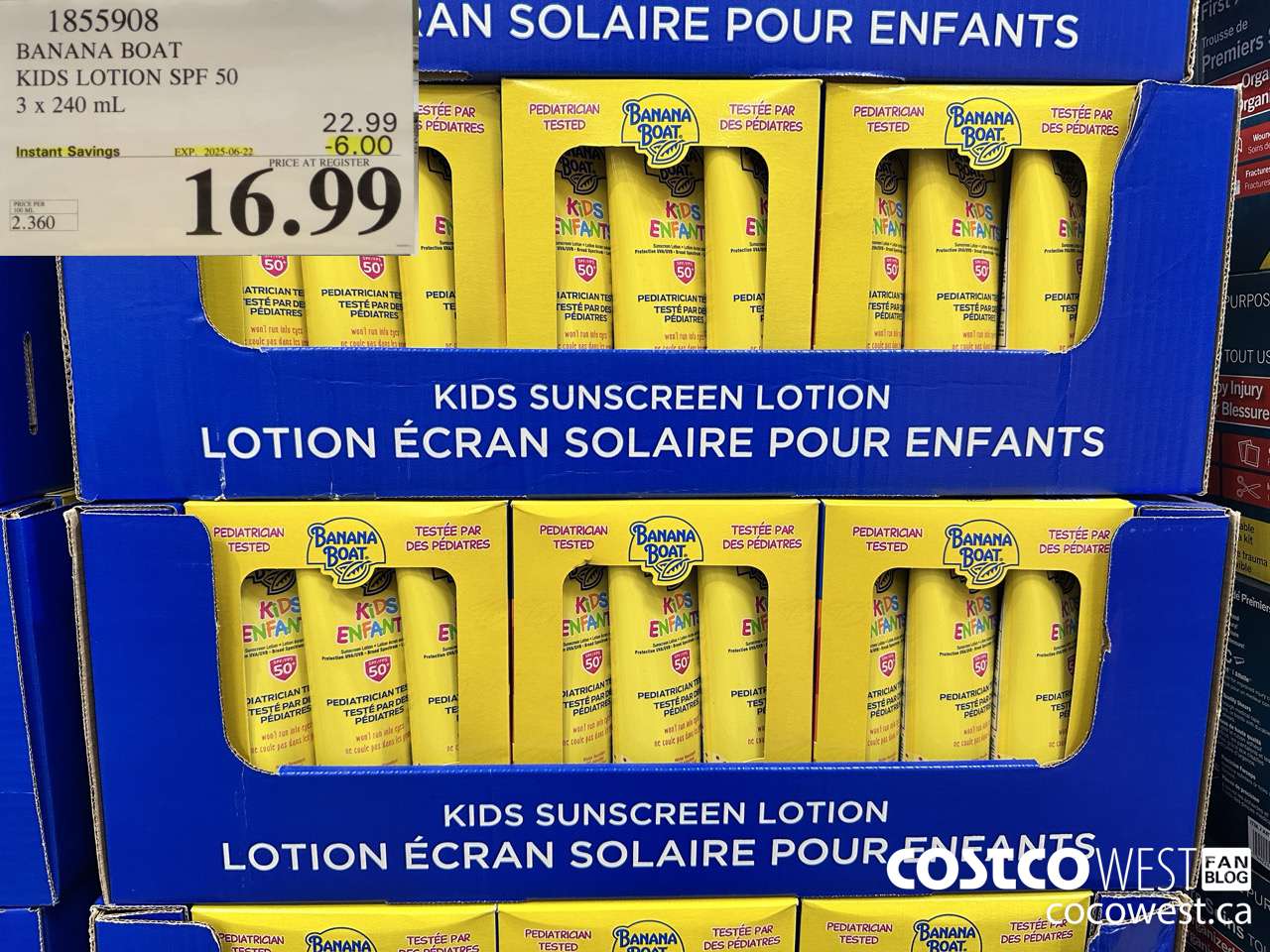 1855908 BANANA BOAT KIDS LOTION SPF 50 3 X 240ML ($6.00 INSTANT SAVINGS EXPIRES ON 2025-06-22) $16.99