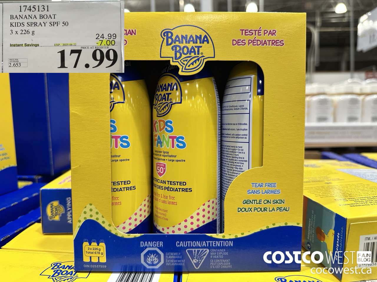 1745131 BANANA BOAT KIDS SPRAY SPF 50 3 X 226 G ($7.00 INSTANT SAVINGS EXPIRES ON 2025-06-22) $17.99