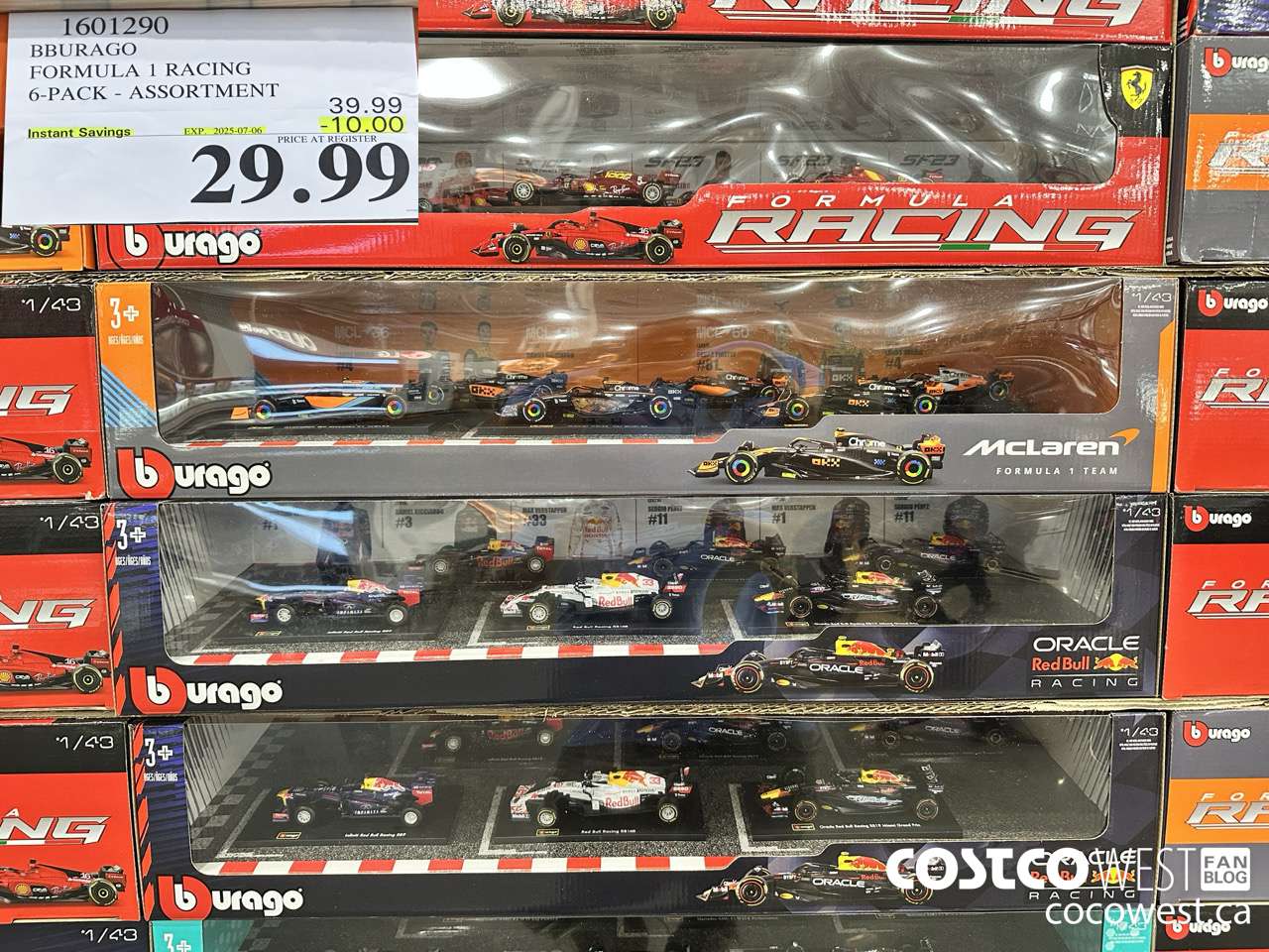 1601290 BBURAGO 1:43 SCALE F1 DIE CAST SET 6PK ($10.00 INSTANT SAVINGS EXPIRES ON 2025-07-06) $29.99