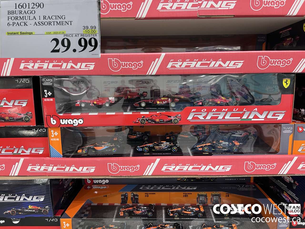 1601290 BBURAGO 1:43 SCALE F1 DIE CAST SET 6PK ($10.00 INSTANT SAVINGS EXPIRES ON 2025-07-06) $29.99