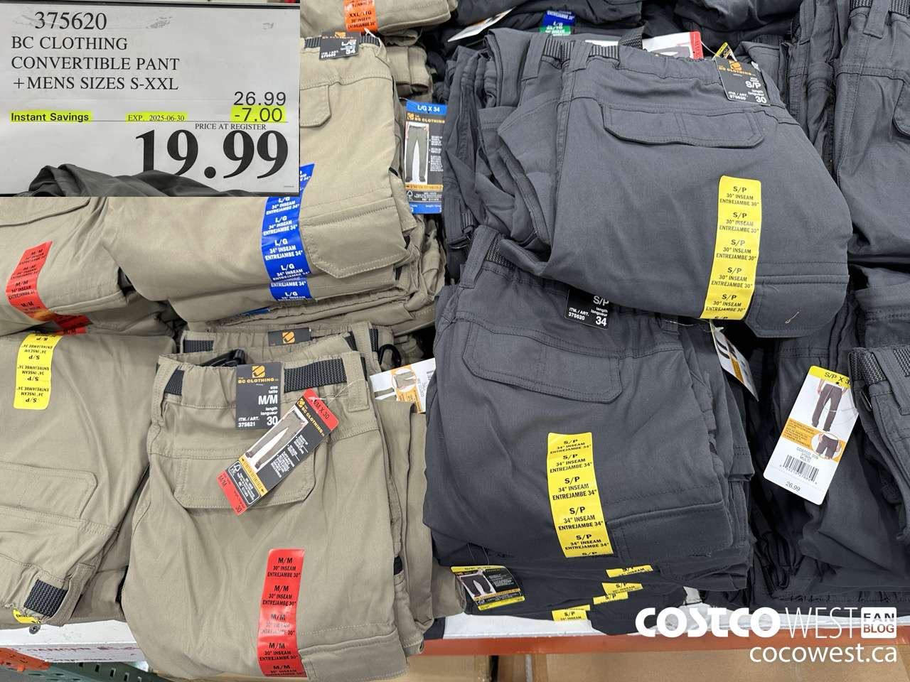 375620 BC CLOTHING CONVERTIBLE PANT MENS SIZES S-XXL ($7.00 INSTANT SAVINGS EXPIRES ON 2025-06-30) $19.99