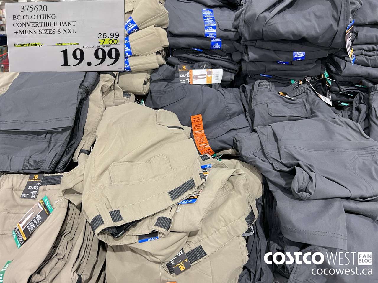 375620 BC CLOTHING CONVERTIBLE PANT MENS SIZES S-XXL ($7.00 INSTANT SAVINGS EXPIRES ON 2025-06-30) $19.99