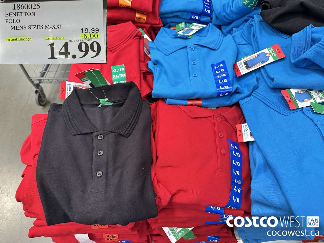 1860025 BENETTON POLO MENS SIZES M-XXL ($5.00 INSTANT SAVINGS EXPIRES ON 2025-06-15) $14.99