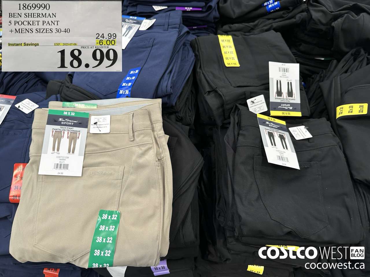 1869990 BEN SHERMAN 5 POCKET PANT MENS SIZES 30-40 ($6.00 INSTANT SAVINGS EXPIRES ON 2025-07-06) $18.99