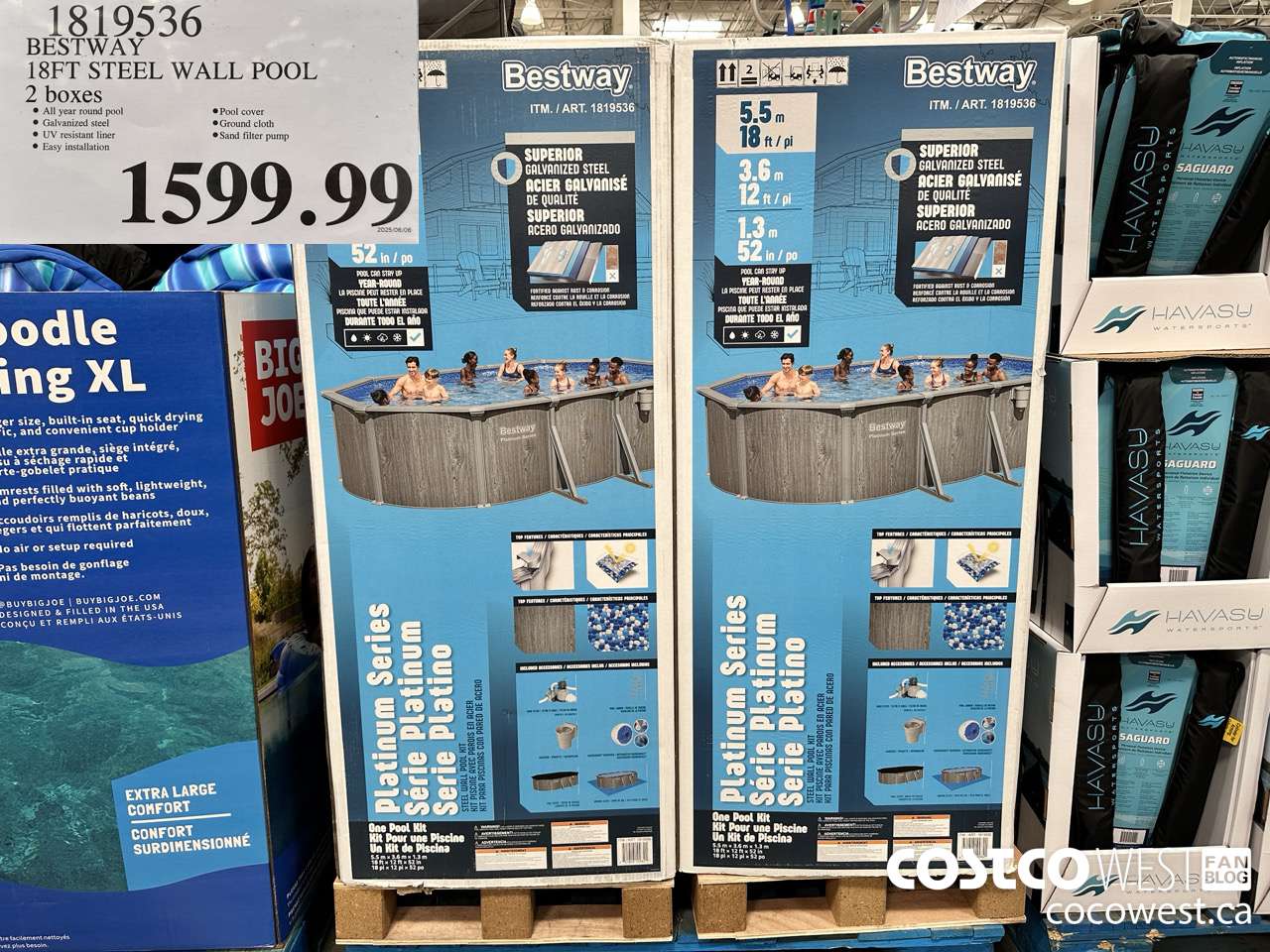 1819536 BESTWAY OVAL STEEL WALL POOL18FT $1599.99