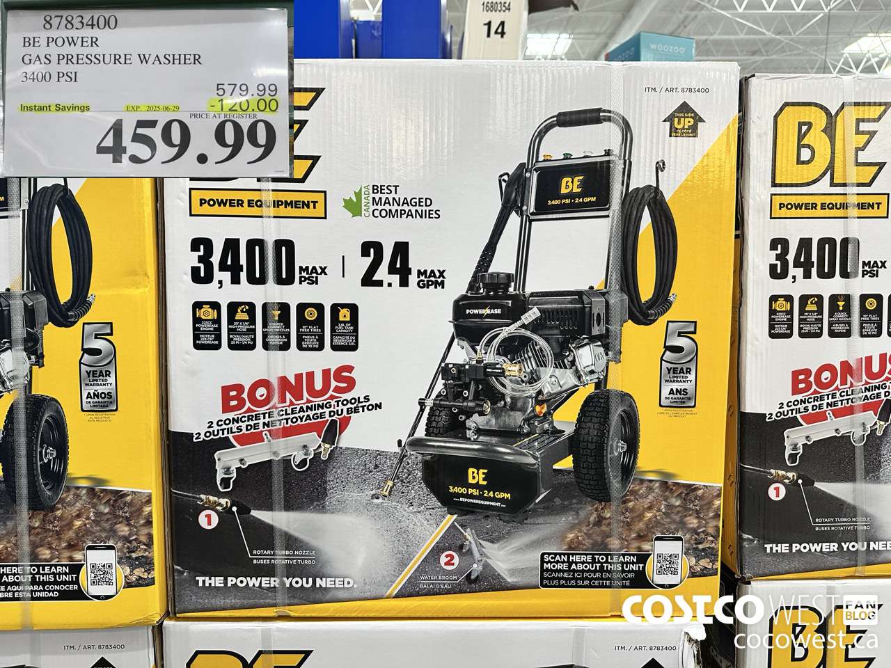 8783400 BE POWER PRESSURE WASHER 3400 PSI ($120.00 INSTANT SAVINGS EXPIRES ON 2025-06-29) $459.99
