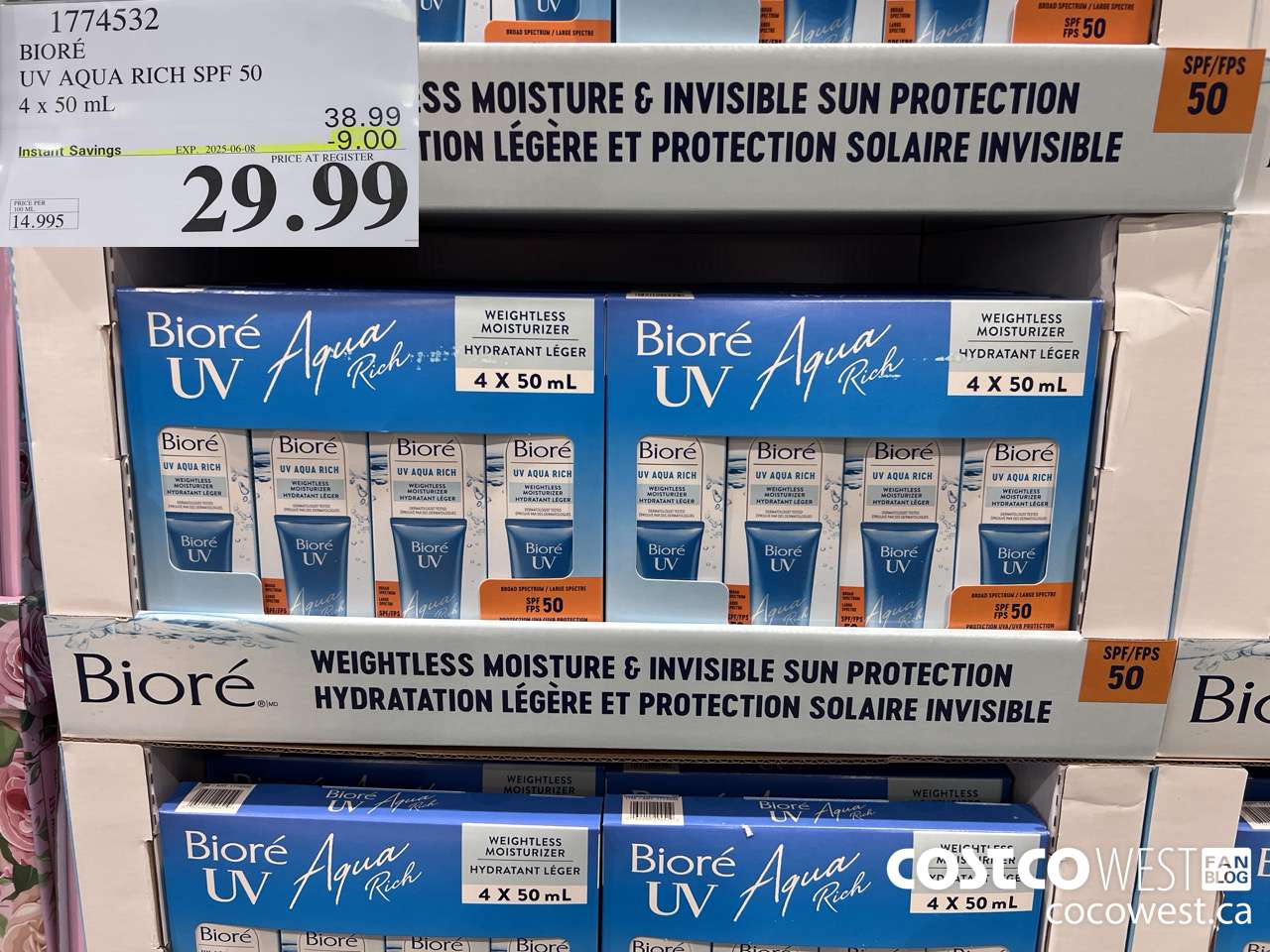 1774532 BIORE UV AQUA RICH SPF 50 4 X 50ML ($9.00 INSTANT SAVINGS EXPIRES ON 2025-06-08) $29.99