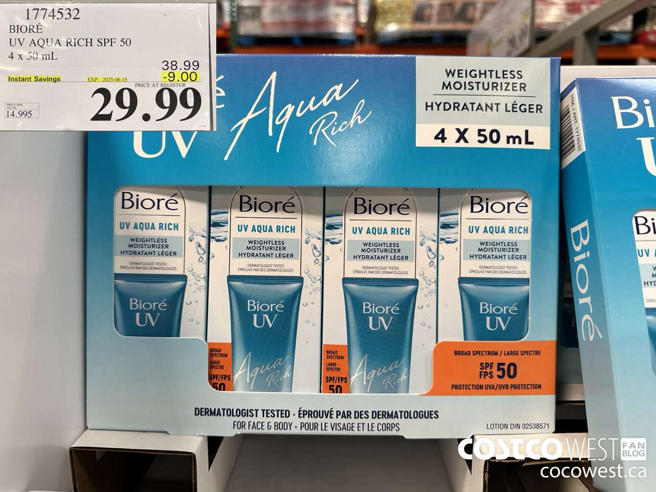 1774532 BIORE UV AQUA RICH SPF 50 4 X 50ML ($9.00 INSTANT SAVINGS EXPIRES ON 2025-06-15) $29.99