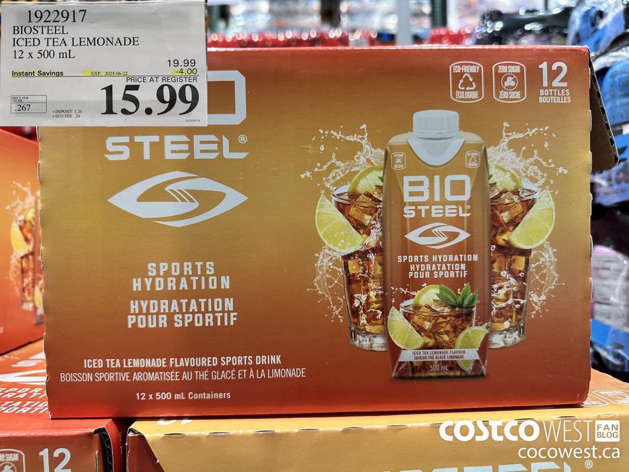 1922917 BIOSTEEL ICED TEA LEMONADE 12 X 500ML ($4.00 INSTANT SAVINGS EXPIRES ON 2025-06-22) $15.99