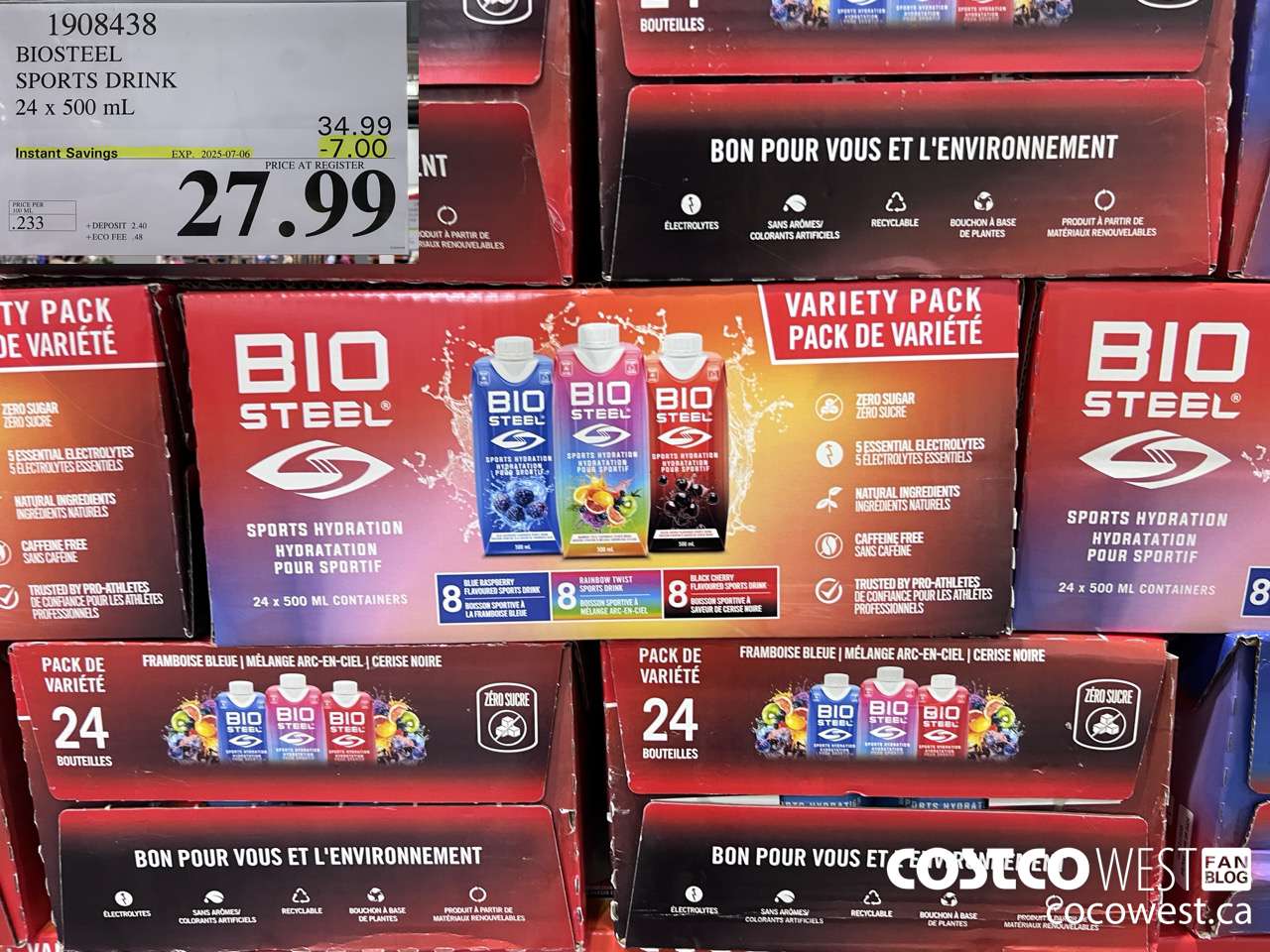 1908438 BIOSTEEL SPORTS DRINK 24 X 500ML ($7.00 INSTANT SAVINGS EXPIRES ON 2025-07-06) $27.99